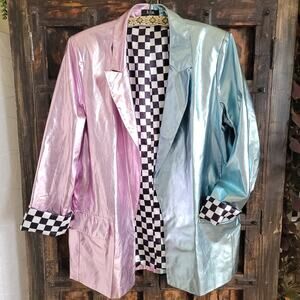 Lala Half and Half Metallic Blazer Sz M